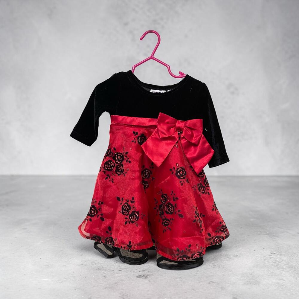 Red Baby Christmas Dress Party Blueberry Boulevard 12 Month Velvet Lined Holiday